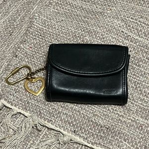Vintage Coach #7219 Multi-Function Purse Black Leather Key Chain Compact Wallet